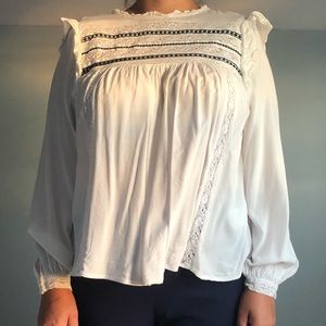 H&M Womens White and Blue Knit Blouse